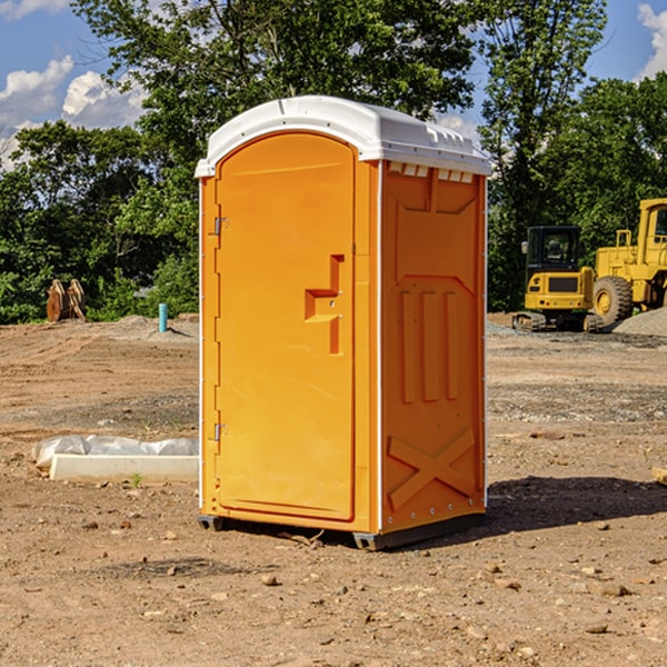 how often are the porta potties cleaned and serviced during a rental period in Cadwell